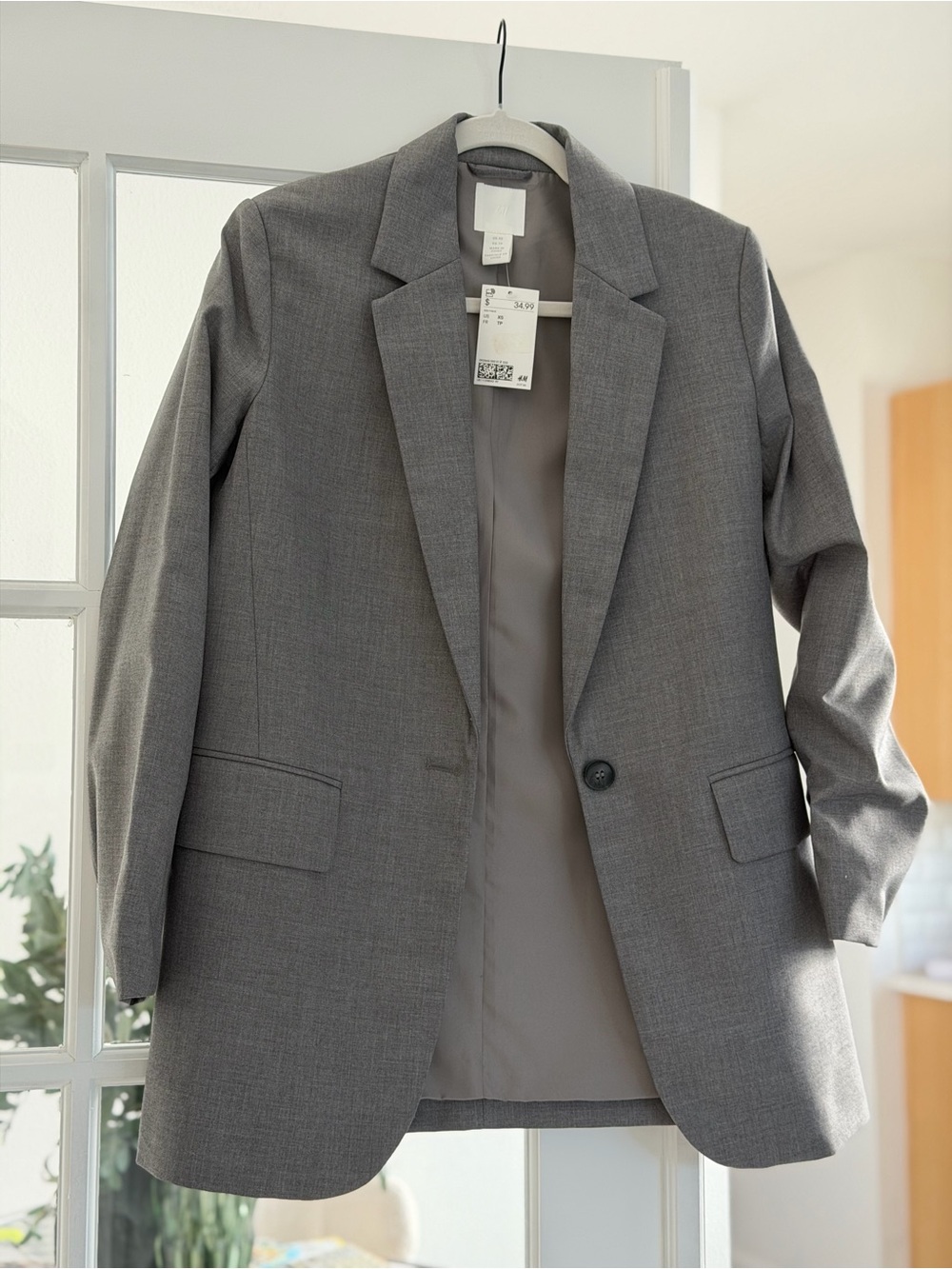 H&M Men's Single-Button Gray Blazer